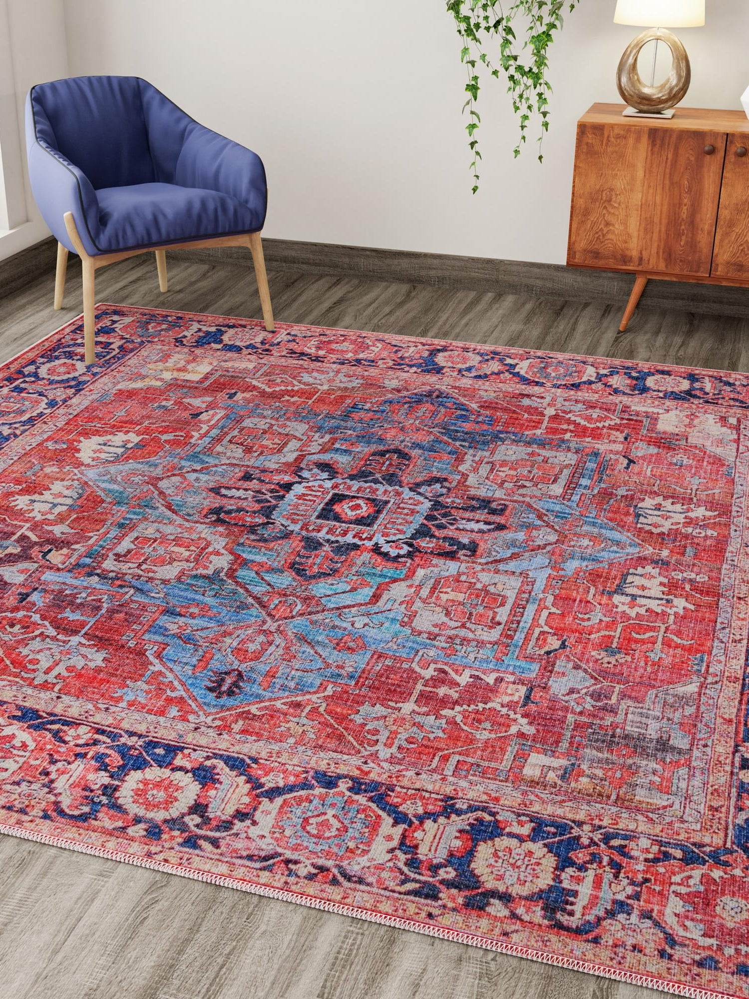 Washable Rust Red 10' 6 x 10' 6 Maahru Square Area Rug Easy to Clean Stain Resistant & Durable Polyester Chenille Carpet for Living, Dining, Bedrooms, Kitchen for Sale at Rug Engine
