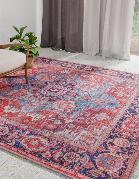 Washable Rust Red 3' 3 x 3' 3 Maahru Square Area Rug Easy to Clean Stain Resistant & Durable Polyester Chenille Carpet for Living, Dining, Bedrooms, Kitchen for Sale at Rug Engine