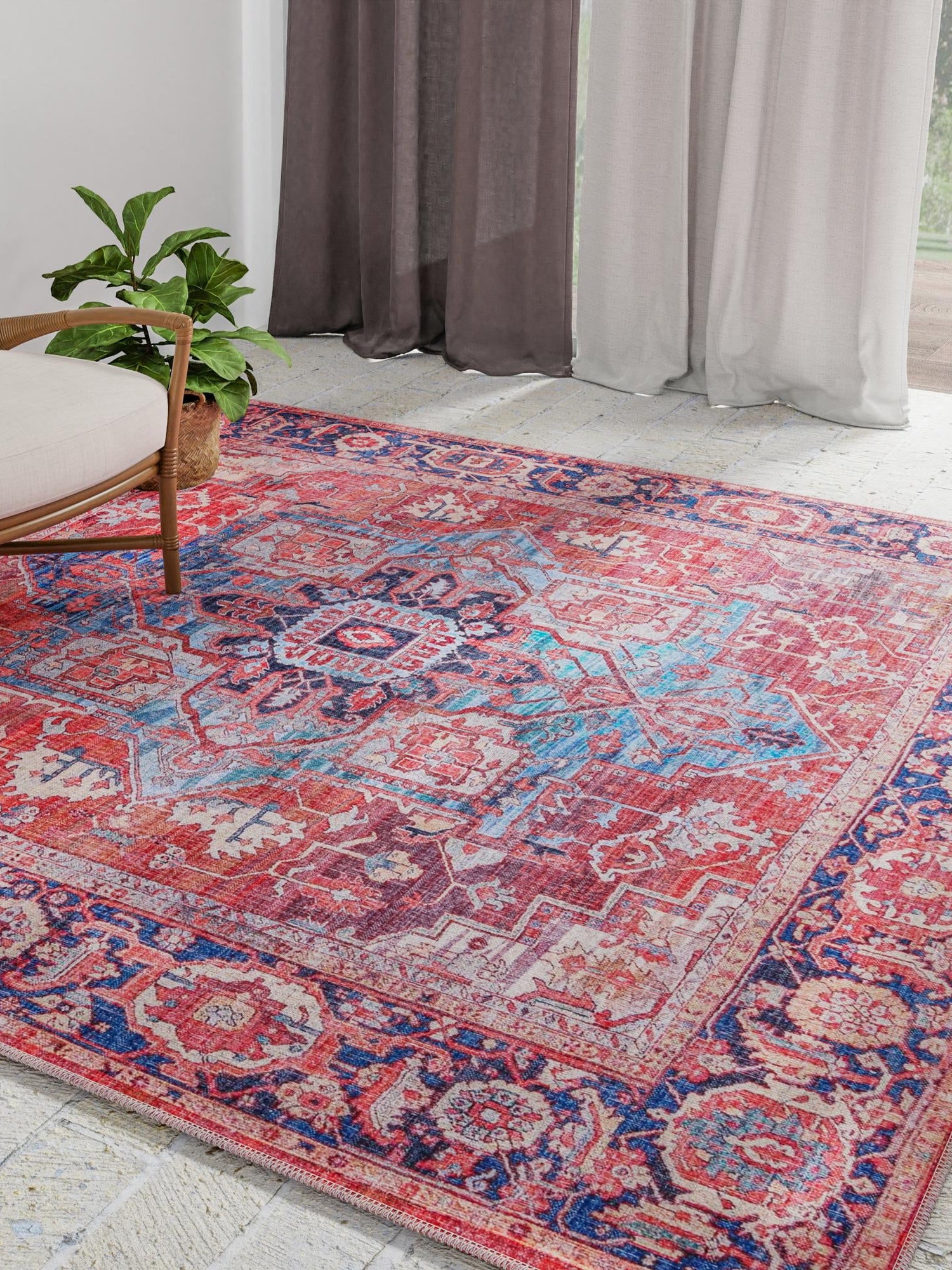 Washable Rust Red 10' 6 x 10' 6 Maahru Square Area Rug Easy to Clean Stain Resistant & Durable Polyester Chenille Carpet for Living, Dining, Bedrooms, Kitchen for Sale at Rug Engine