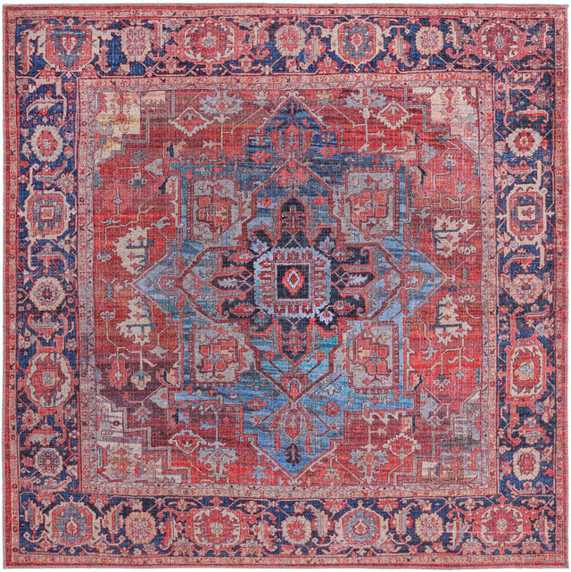Washable Rust Red 7' 10 x 7' 10 Maahru Square Area Rug Easy to Clean Stain Resistant & Durable Polyester Chenille Carpet for Living, Dining, Bedrooms, Kitchen for Sale at Rug Engine