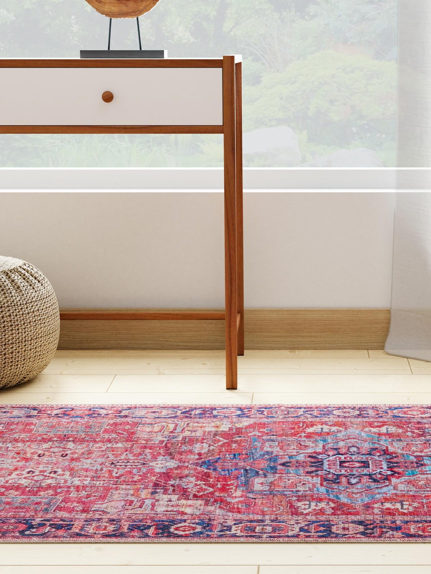 Washable Rust Red 2' x 10' Maahru Runner Area Rug Easy to Clean Stain Resistant & Durable Polyester Chenille Carpet for Living, Dining, Bedrooms, Kitchen for Sale at Rug Engine