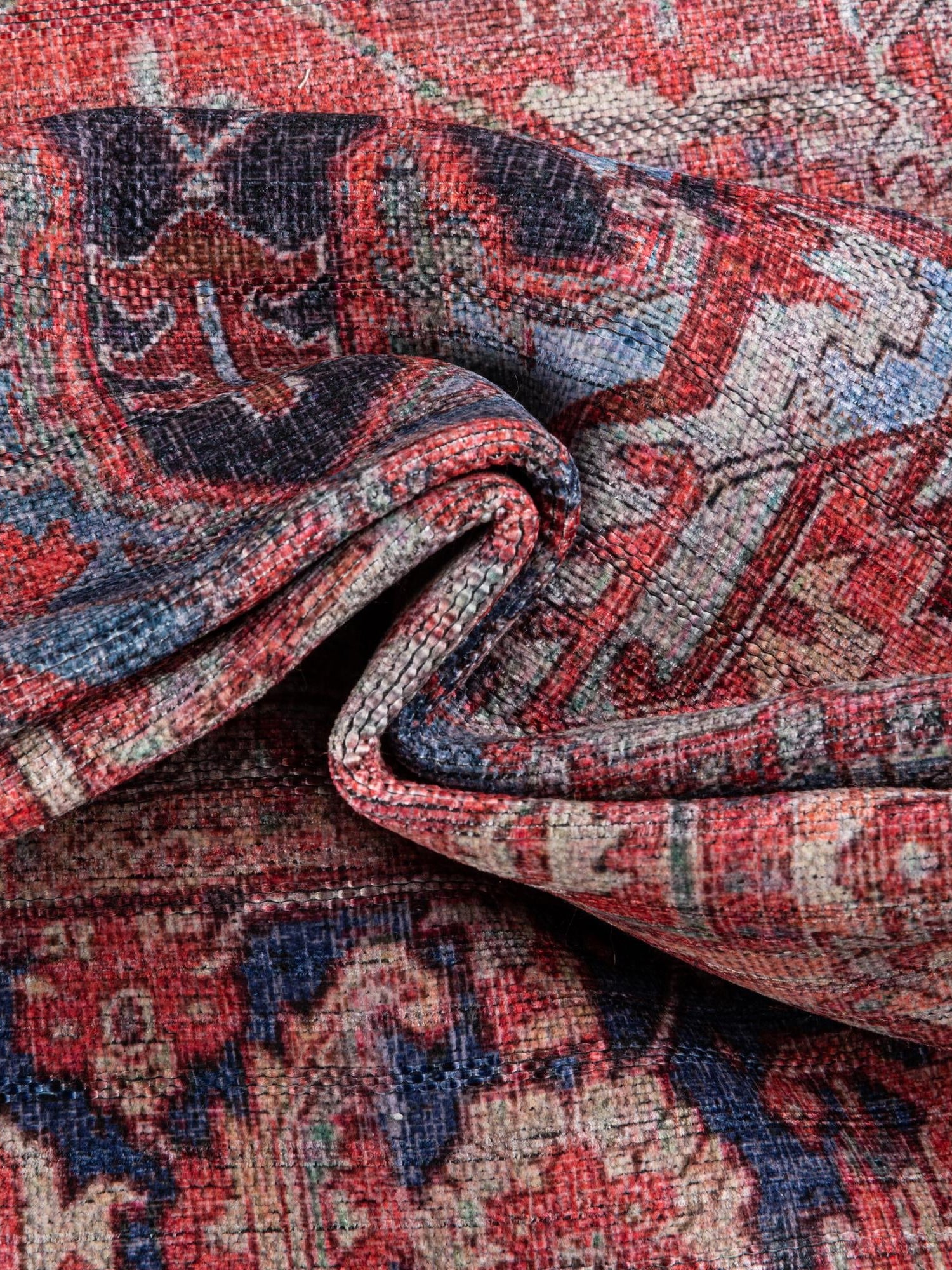 Washable Rust Red 2' x 6' 1 Maahru Runner Area Rug Easy to Clean Stain Resistant & Durable Polyester Chenille Carpet for Living, Dining, Bedrooms, Kitchen for Sale at Rug Engine