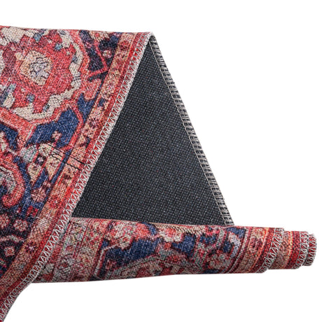 Washable Rust Red 2' x 10' Maahru Runner Area Rug Easy to Clean Stain Resistant & Durable Polyester Chenille Carpet for Living, Dining, Bedrooms, Kitchen for Sale at Rug Engine