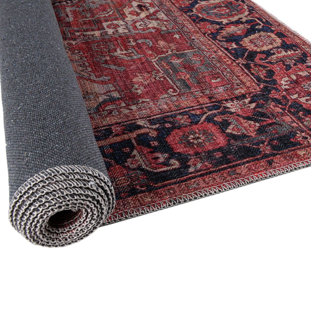 Washable Rust Red 2' x 4' 1 Maahru Runner Area Rug Easy to Clean Stain Resistant & Durable Polyester Chenille Carpet for Living, Dining, Bedrooms, Kitchen for Sale at Rug Engine