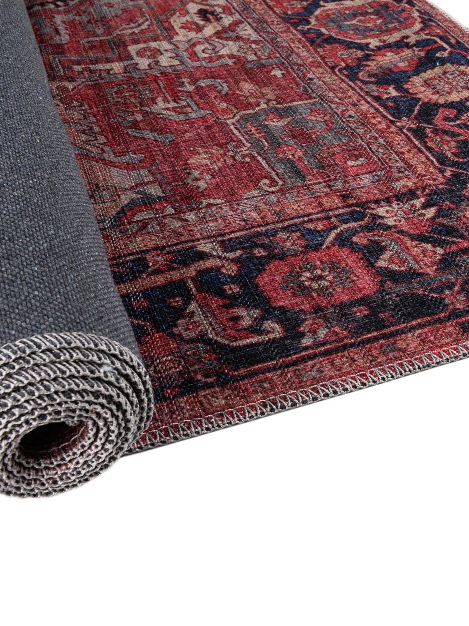 Washable Rust Red 2' 7 x 13' 1 Maahru Runner Area Rug Easy to Clean Stain Resistant & Durable Polyester Chenille Carpet for Living, Dining, Bedrooms, Kitchen for Sale at Rug Engine