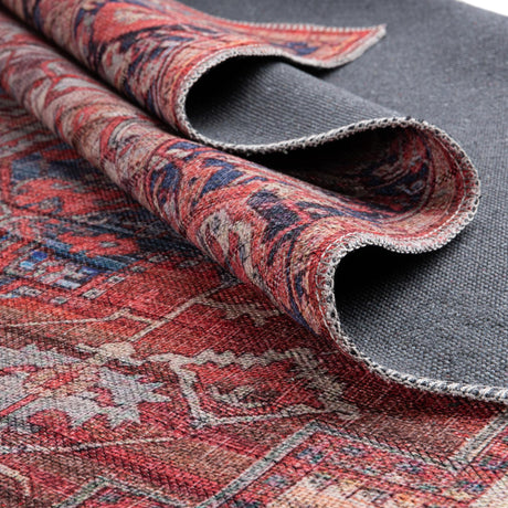 Rust Red 2' x 10' Maahru Washable Runner Rug