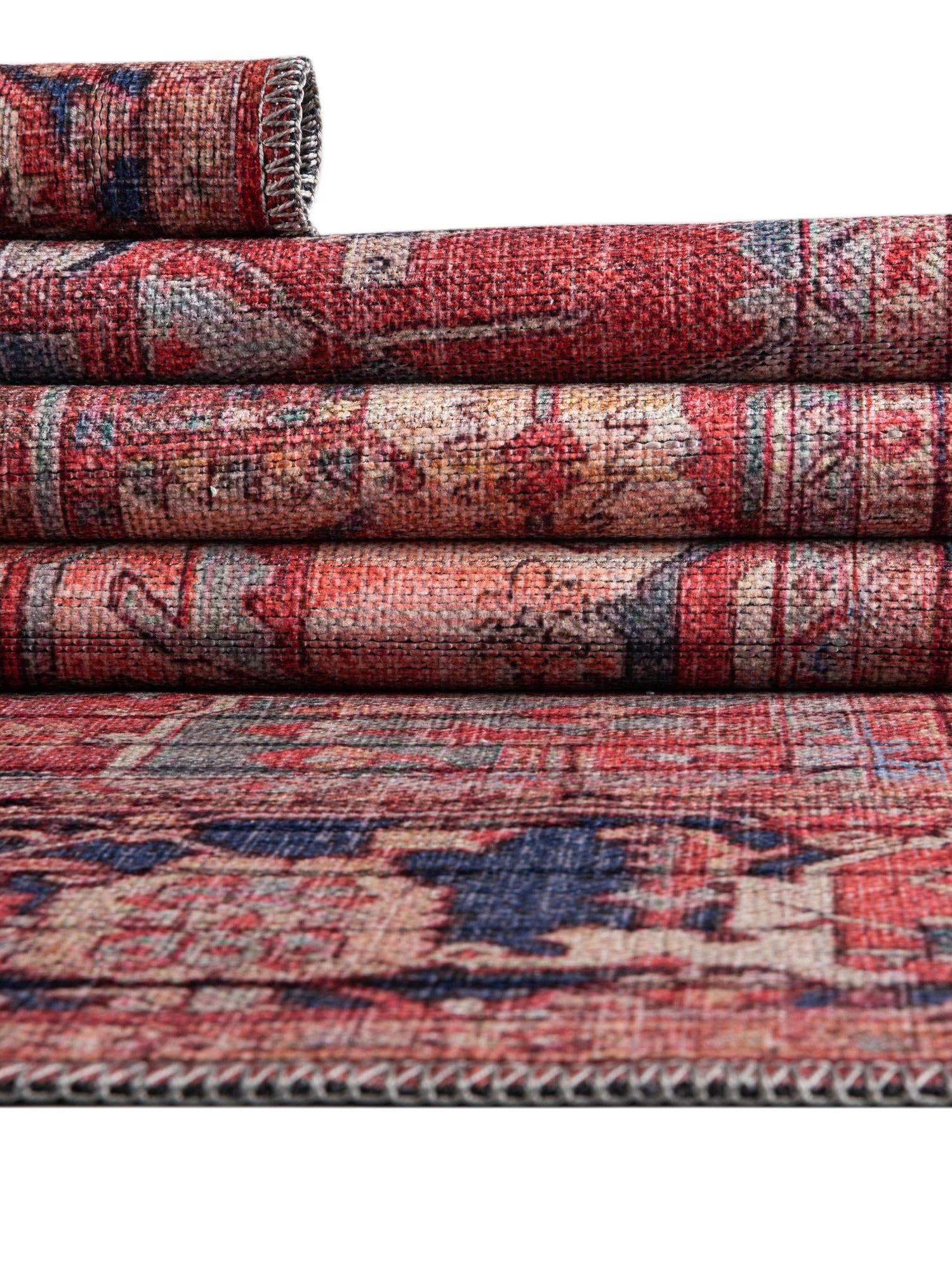 Washable Rust Red 2' x 10' Maahru Runner Area Rug Easy to Clean Stain Resistant & Durable Polyester Chenille Carpet for Living, Dining, Bedrooms, Kitchen for Sale at Rug Engine