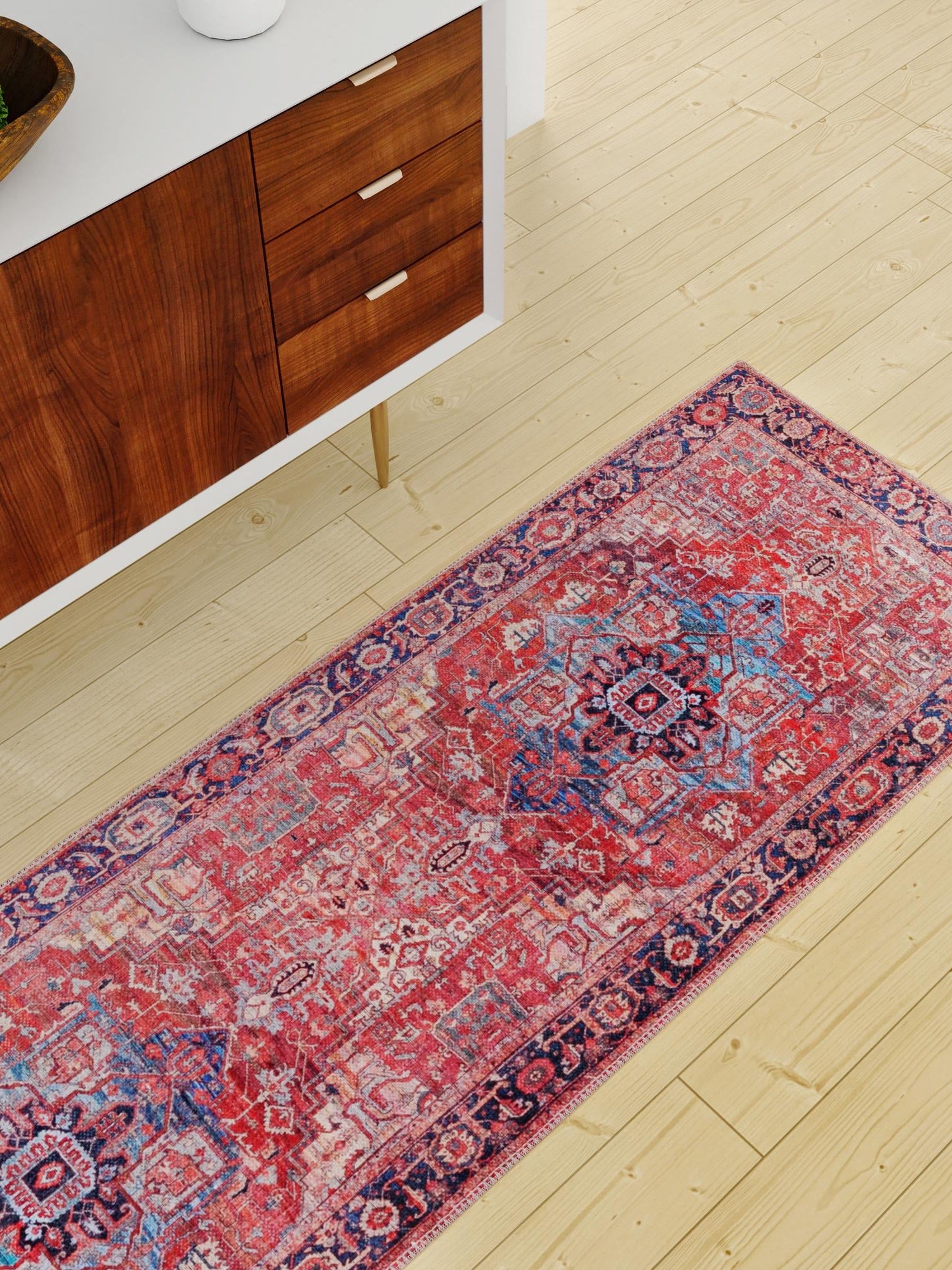 Washable Rust Red 2' 7 x 13' 1 Maahru Runner Area Rug Easy to Clean Stain Resistant & Durable Polyester Chenille Carpet for Living, Dining, Bedrooms, Kitchen for Sale at Rug Engine