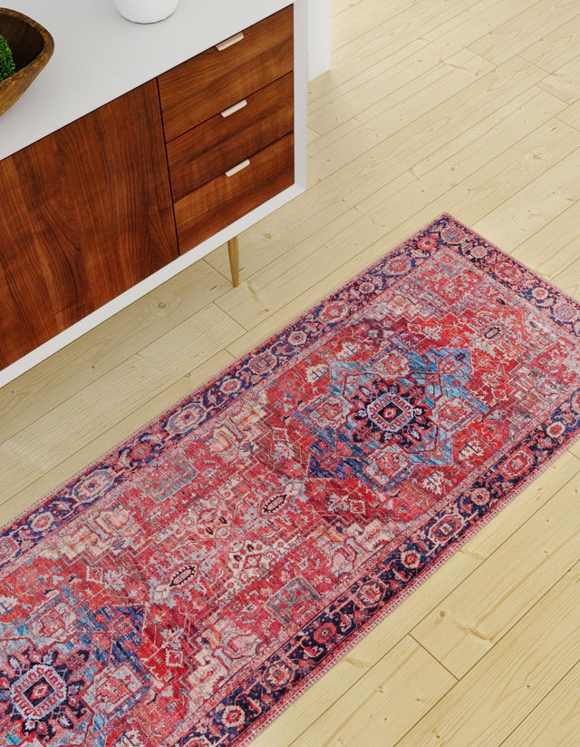 Rust Red 3' x 13' Maahru Washable Runner Rug