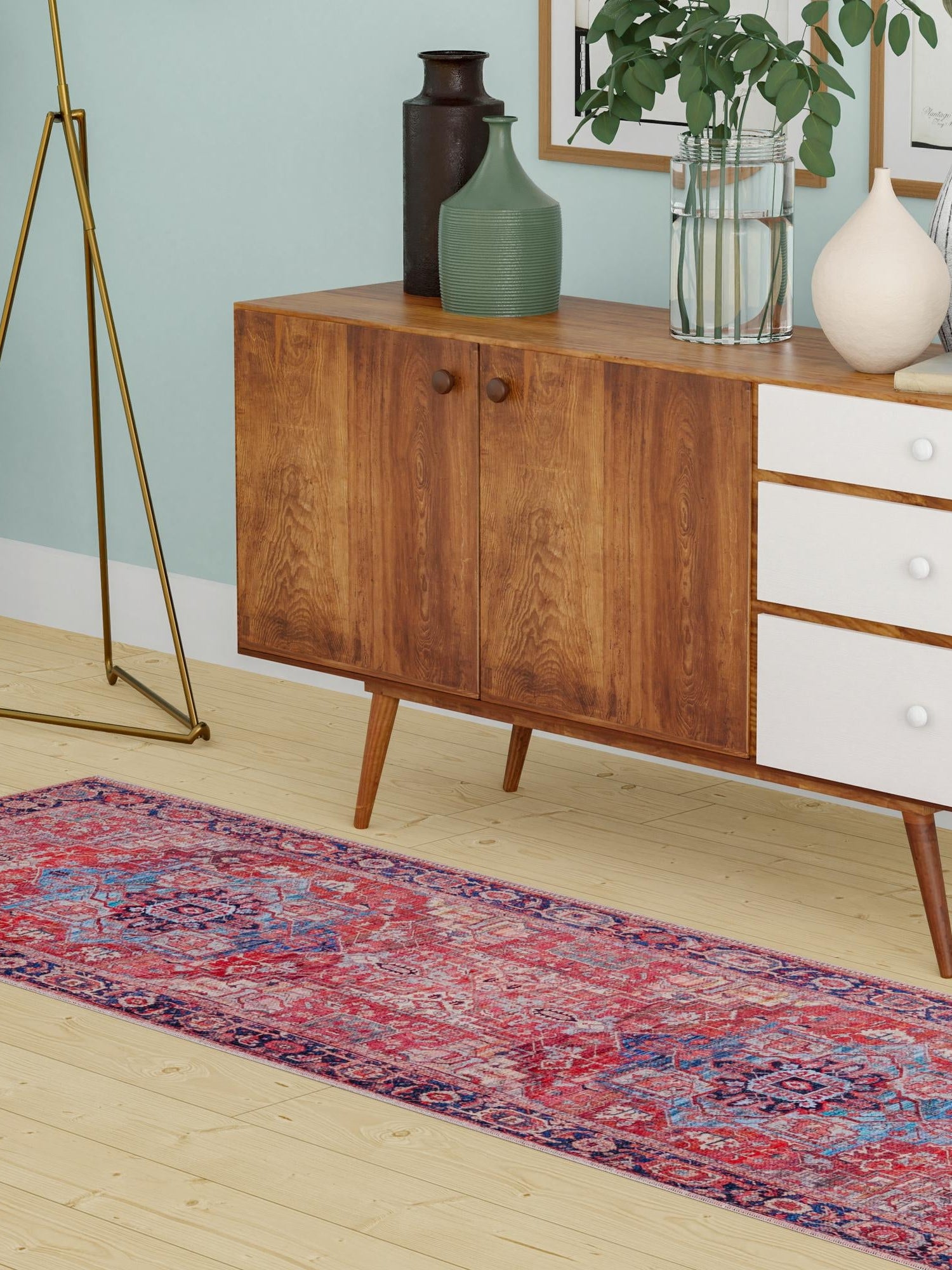 Washable Rust Red 2' 7 x 13' 1 Maahru Runner Area Rug Easy to Clean Stain Resistant & Durable Polyester Chenille Carpet for Living, Dining, Bedrooms, Kitchen for Sale at Rug Engine