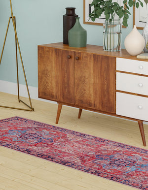 Rust Red 2' x 10' Maahru Washable Runner Rug