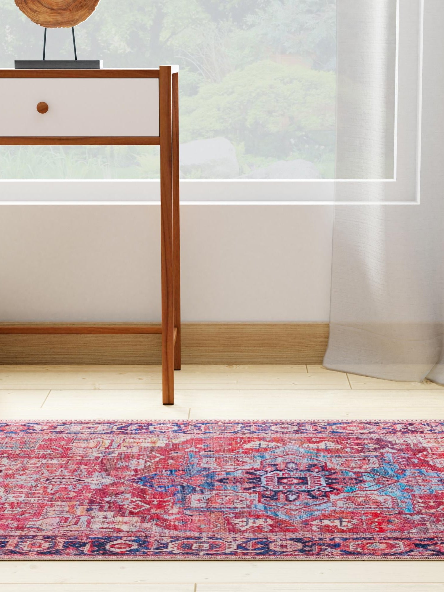 Washable Rust Red 2' x 10' Maahru Runner Area Rug Easy to Clean Stain Resistant & Durable Polyester Chenille Carpet for Living, Dining, Bedrooms, Kitchen for Sale at Rug Engine
