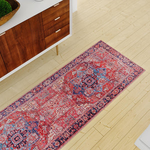 Washable Rust Red 2' x 4' 1 Maahru Runner Area Rug Easy to Clean Stain Resistant & Durable Polyester Chenille Carpet for Living, Dining, Bedrooms, Kitchen for Sale at Rug Engine