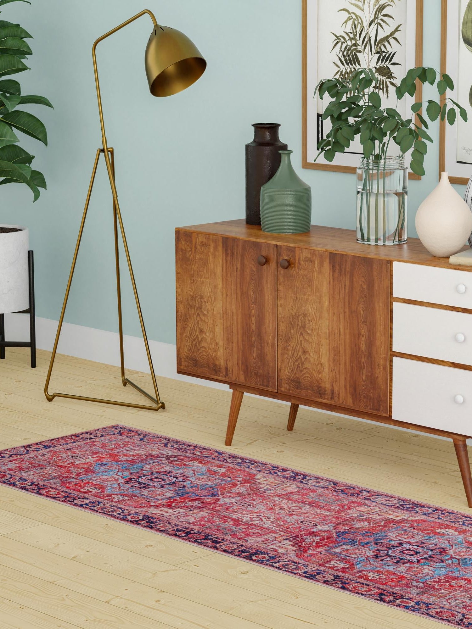 Washable Rust Red 2' 7 x 13' 1 Maahru Runner Area Rug Easy to Clean Stain Resistant & Durable Polyester Chenille Carpet for Living, Dining, Bedrooms, Kitchen for Sale at Rug Engine