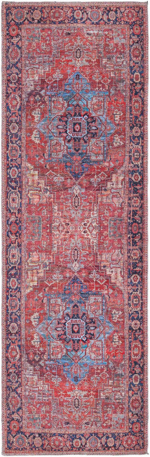 Washable Rust Red 2' x 6' 1 Maahru Runner Area Rug Easy to Clean Stain Resistant & Durable Polyester Chenille Carpet for Living, Dining, Bedrooms, Kitchen for Sale at Rug Engine