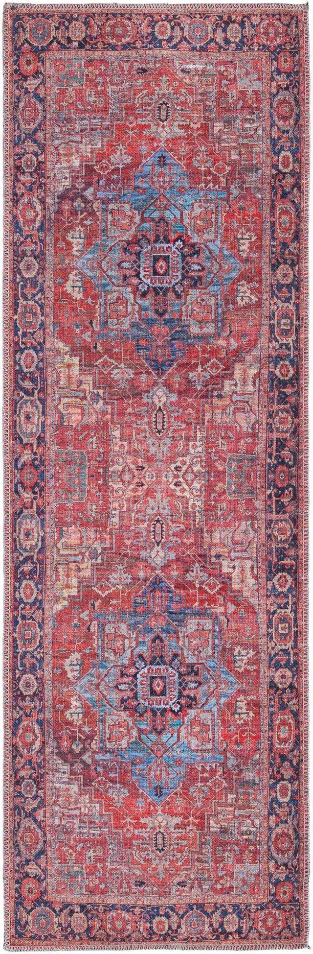 Washable Rust Red 2' x 6' 1 Maahru Runner Area Rug Easy to Clean Stain Resistant & Durable Polyester Chenille Carpet for Living, Dining, Bedrooms, Kitchen for Sale at Rug Engine