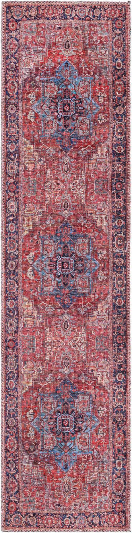 Washable Rust Red 2' x 8' Maahru Runner Area Rug Easy to Clean Stain Resistant & Durable Polyester Chenille Carpet for Living, Dining, Bedrooms, Kitchen for Sale at Rug Engine