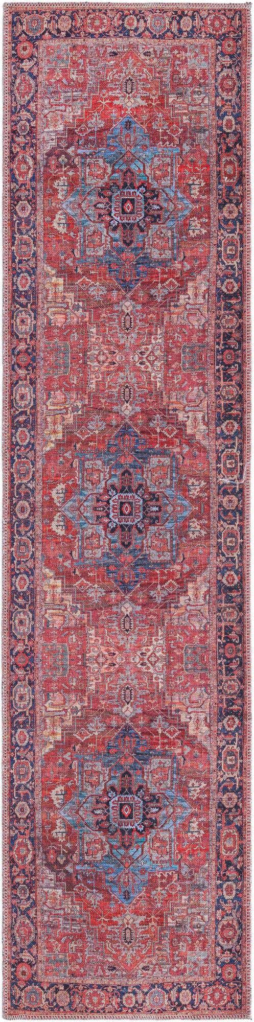 Washable Rust Red 2' x 8' Maahru Runner Area Rug Easy to Clean Stain Resistant & Durable Polyester Chenille Carpet for Living, Dining, Bedrooms, Kitchen for Sale at Rug Engine