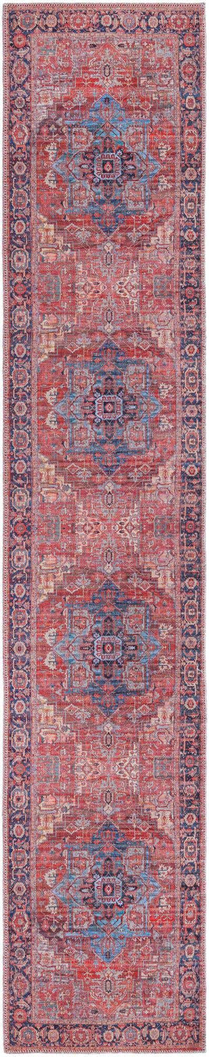 Rust Red 2' x 10' Maahru Washable Runner Rug