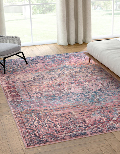 Antique Rust Red 7' 3 x 10' Maahru Washable Rectangle Rug