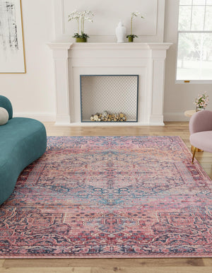 Washable Antique Rust Red 6' 1 x 9' Maahru Rectangle Area Rug Easy to Clean Stain Resistant & Durable Polyester Chenille Carpet for Living, Dining, Bedrooms, Kitchen for Sale at Rug Engine