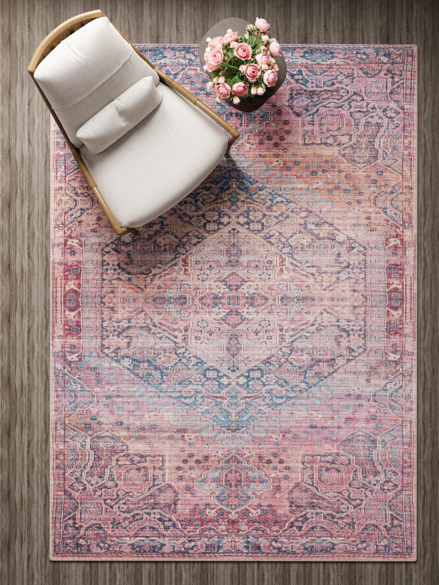 Washable Antique Rust Red 2' x 3' 1 Maahru Rectangle Area Rug Easy to Clean Stain Resistant & Durable Polyester Chenille Carpet for Living, Dining, Bedrooms, Kitchen for Sale at Rug Engine