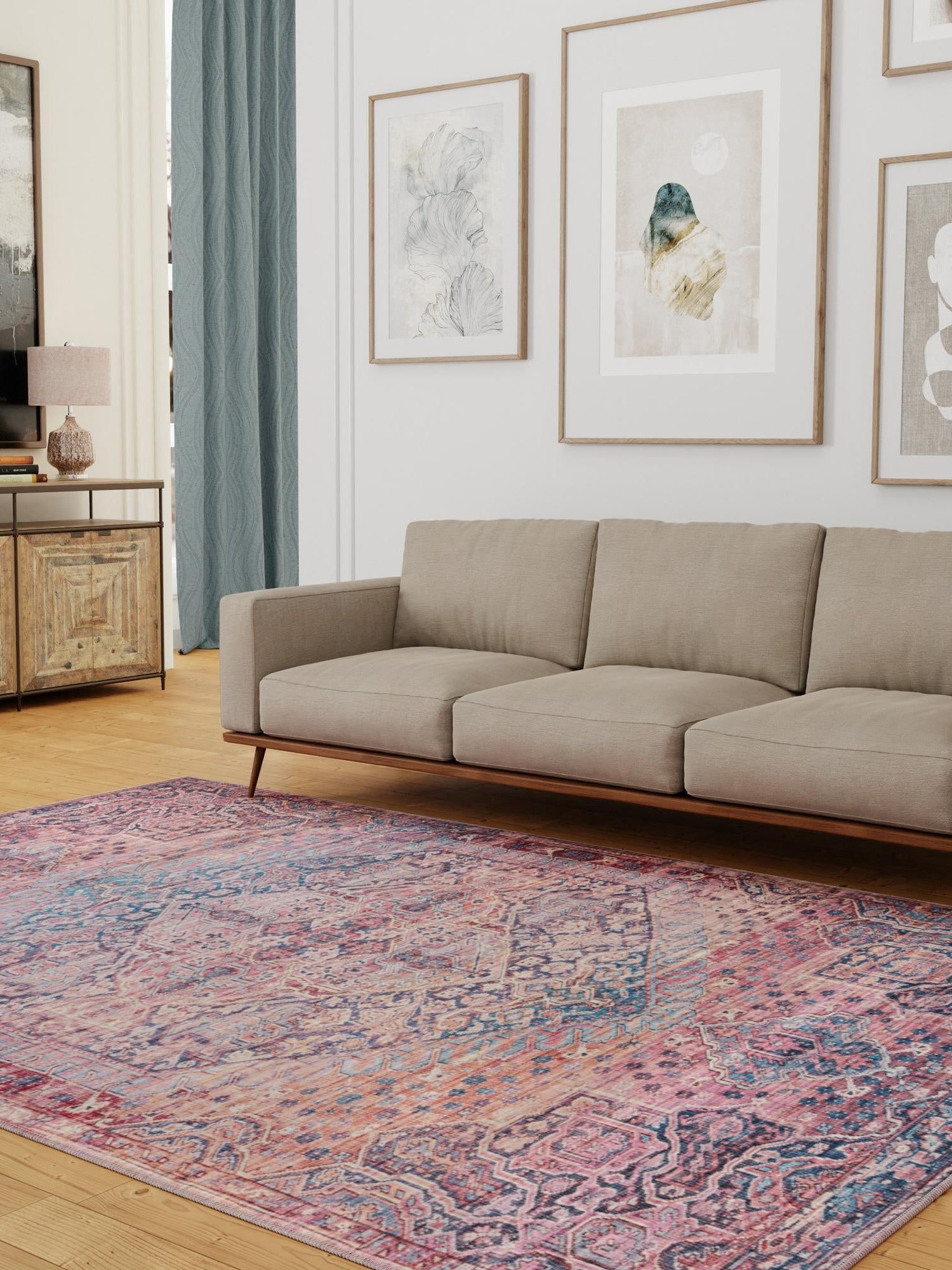 Washable Antique Rust Red 10' 6 x 13' 1 Maahru Rectangle Area Rug Easy to Clean Stain Resistant & Durable Polyester Chenille Carpet for Living, Dining, Bedrooms, Kitchen for Sale at Rug Engine