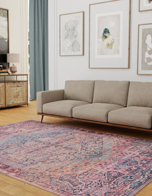 Washable Antique Rust Red 10' 6 x 13' 1 Maahru Rectangle Area Rug Easy to Clean Stain Resistant & Durable Polyester Chenille Carpet for Living, Dining, Bedrooms, Kitchen for Sale at Rug Engine