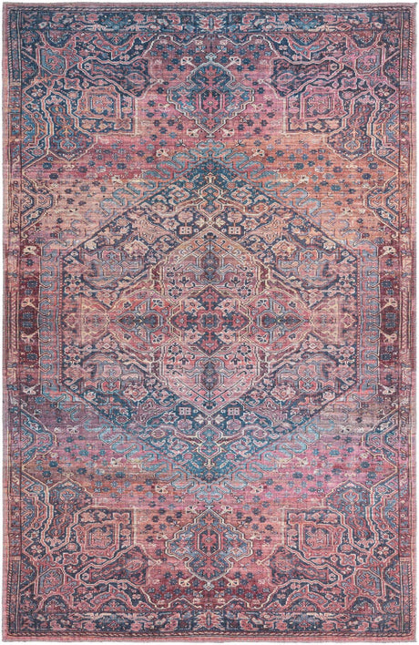 Washable Antique Rust Red 6' 1 x 9' Maahru Rectangle Area Rug Easy to Clean Stain Resistant & Durable Polyester Chenille Carpet for Living, Dining, Bedrooms, Kitchen for Sale at Rug Engine