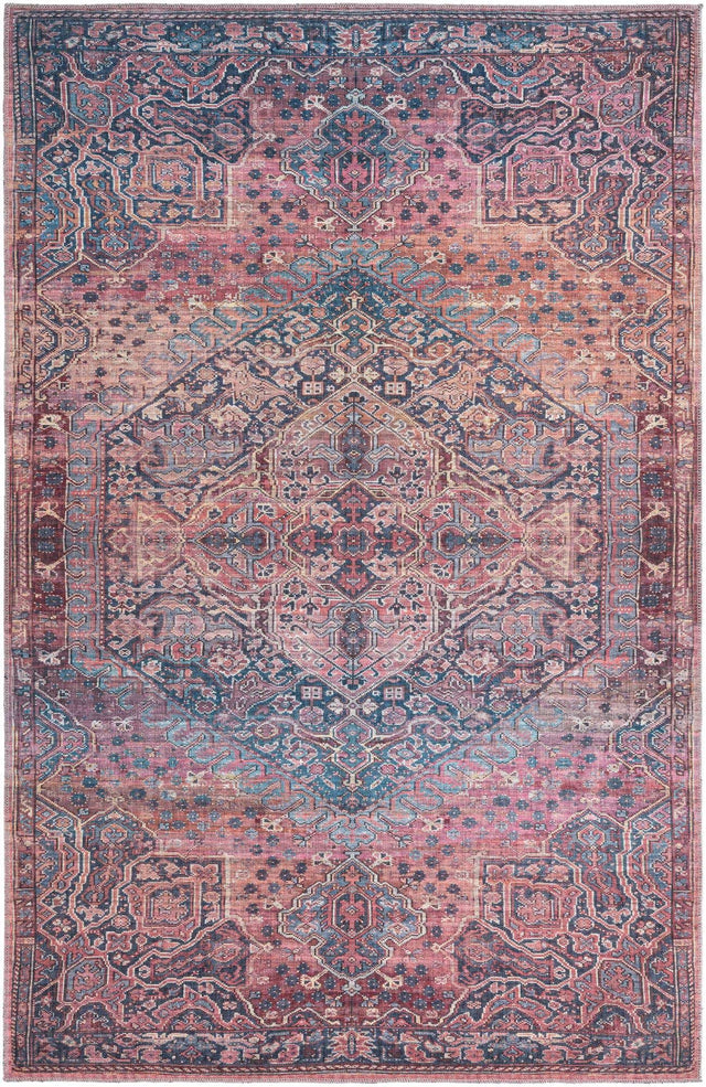 Washable Antique Rust Red 6' 1 x 9' Maahru Rectangle Area Rug Easy to Clean Stain Resistant & Durable Polyester Chenille Carpet for Living, Dining, Bedrooms, Kitchen for Sale at Rug Engine