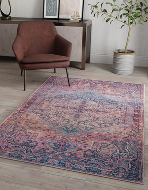 Washable Antique Rust Red 2' x 3' 1 Maahru Rectangle Area Rug Easy to Clean Stain Resistant & Durable Polyester Chenille Carpet for Living, Dining, Bedrooms, Kitchen for Sale at Rug Engine