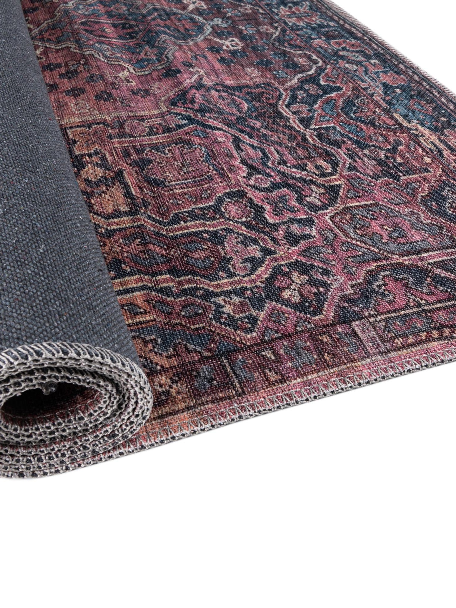 Washable Antique Rust Red 7' 10 x 10' Maahru Rectangle Area Rug Easy to Clean Stain Resistant & Durable Polyester Chenille Carpet for Living, Dining, Bedrooms, Kitchen for Sale at Rug Engine