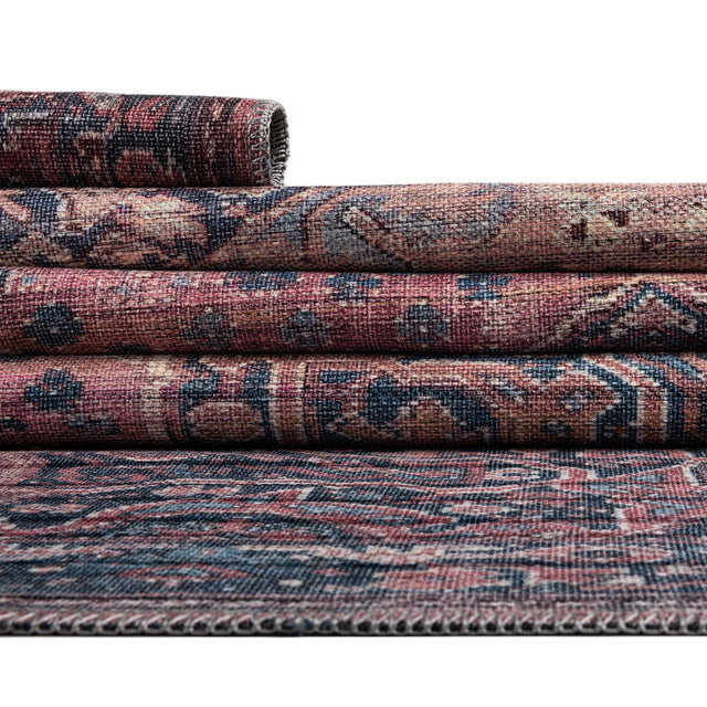 Washable Antique Rust Red 7' 10 x 10' Maahru Rectangle Area Rug Easy to Clean Stain Resistant & Durable Polyester Chenille Carpet for Living, Dining, Bedrooms, Kitchen for Sale at Rug Engine