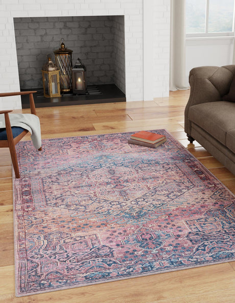 Washable Antique Rust Red 7' 3 x 10' Maahru Rectangle Area Rug Easy to Clean Stain Resistant & Durable Polyester Chenille Carpet for Living, Dining, Bedrooms, Kitchen for Sale at Rug Engine