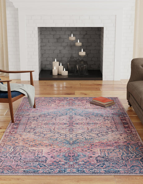 Washable Antique Rust Red 9' 2 x 12' Maahru Rectangle Area Rug Easy to Clean Stain Resistant & Durable Polyester Chenille Carpet for Living, Dining, Bedrooms, Kitchen for Sale at Rug Engine