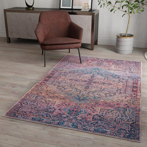 Antique Rust Red 7' 3 x 10' Maahru Washable Rectangle Rug