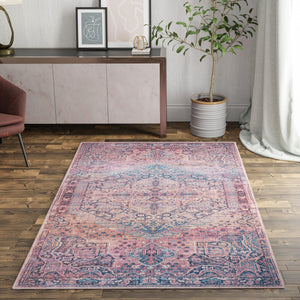 Antique Rust Red 7' 3 x 10' Maahru Washable Rectangle Rug
