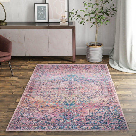Washable Antique Rust Red 7' 10 x 10' Maahru Rectangle Area Rug Easy to Clean Stain Resistant & Durable Polyester Chenille Carpet for Living, Dining, Bedrooms, Kitchen for Sale at Rug Engine