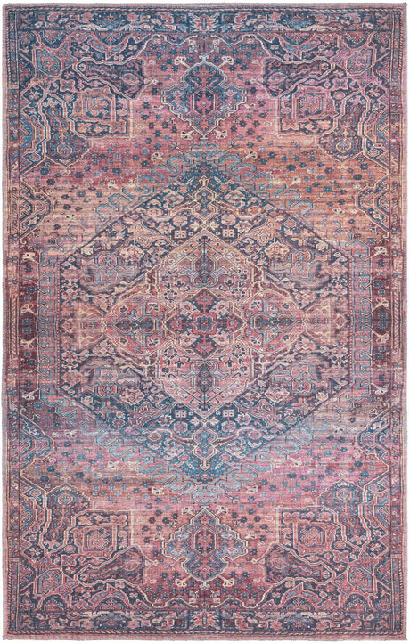 Washable Antique Rust Red 5' 3 x 8' Maahru Rectangle Area Rug Easy to Clean Stain Resistant & Durable Polyester Chenille Carpet for Living, Dining, Bedrooms, Kitchen for Sale at Rug Engine