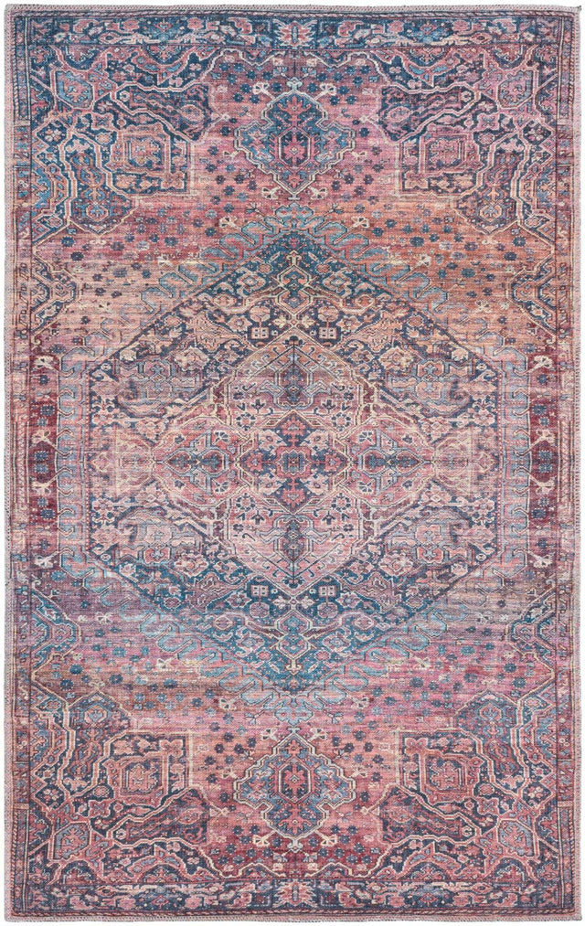 Washable Antique Rust Red 4' 1 x 6' 1 Maahru Rectangle Area Rug Easy to Clean Stain Resistant & Durable Polyester Chenille Carpet for Living, Dining, Bedrooms, Kitchen for Sale at Rug Engine