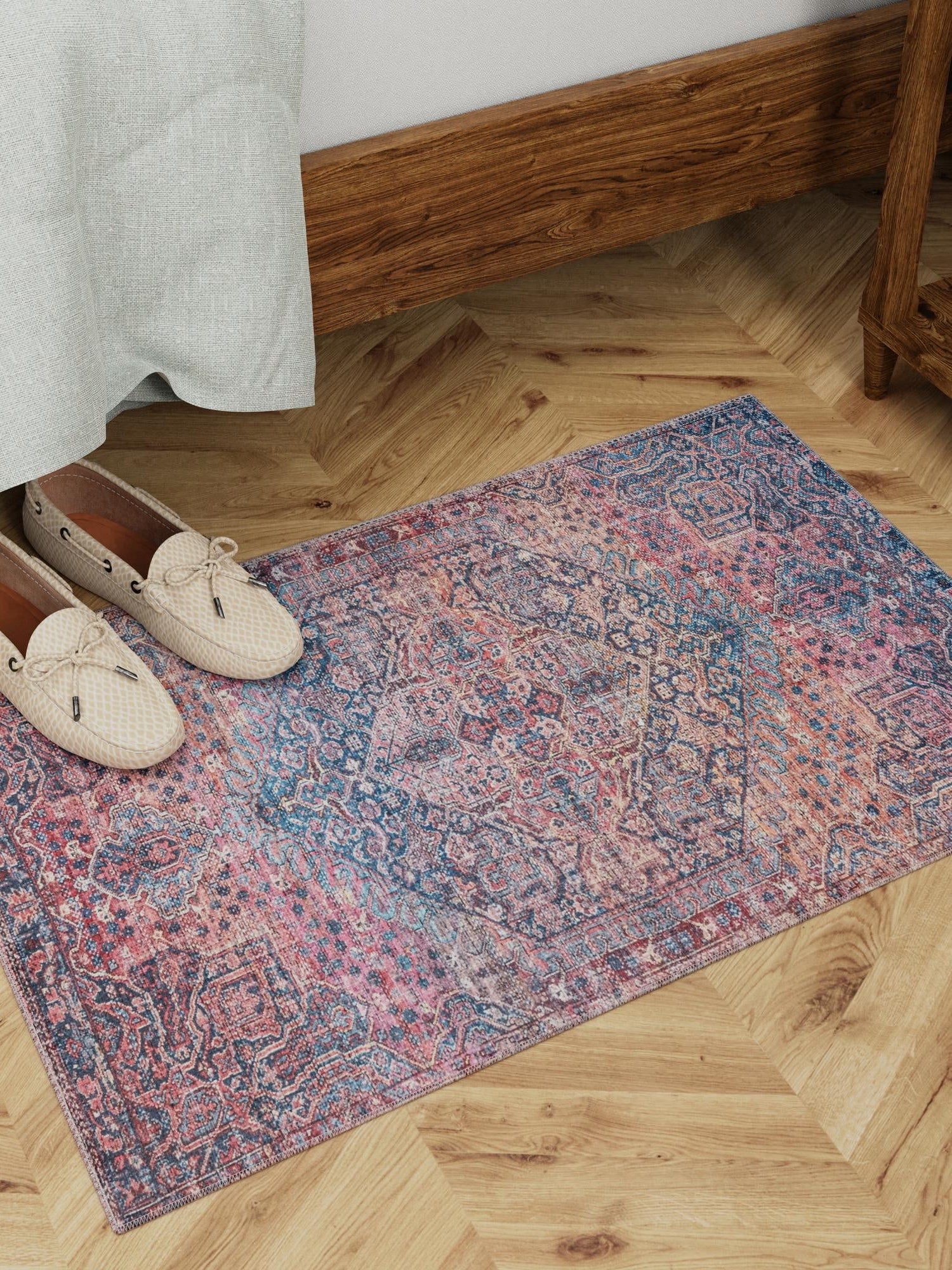Washable Antique Rust Red 10' 6 x 13' 1 Maahru Rectangle Area Rug Easy to Clean Stain Resistant & Durable Polyester Chenille Carpet for Living, Dining, Bedrooms, Kitchen for Sale at Rug Engine