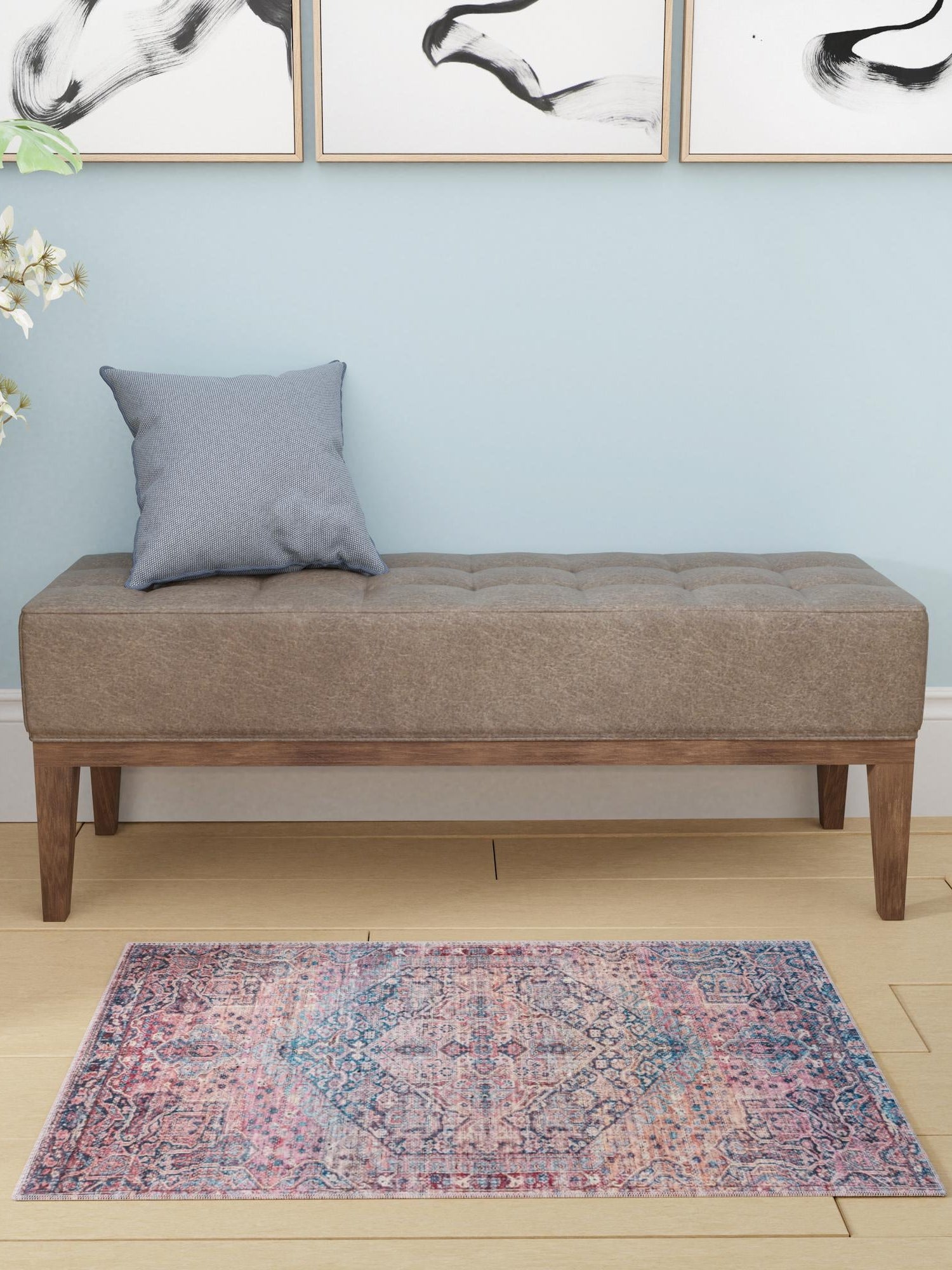 Washable Antique Rust Red 7' 10 x 10' Maahru Rectangle Area Rug Easy to Clean Stain Resistant & Durable Polyester Chenille Carpet for Living, Dining, Bedrooms, Kitchen for Sale at Rug Engine