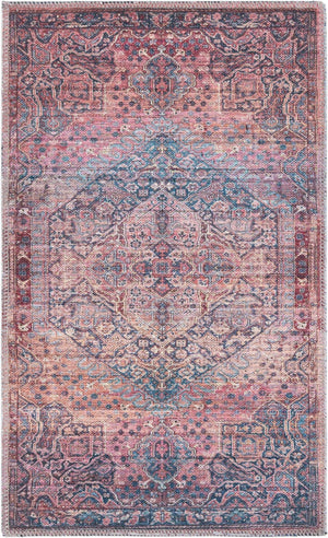 Washable Antique Rust Red 2' x 3' 1 Maahru Rectangle Area Rug Easy to Clean Stain Resistant & Durable Polyester Chenille Carpet for Living, Dining, Bedrooms, Kitchen for Sale at Rug Engine