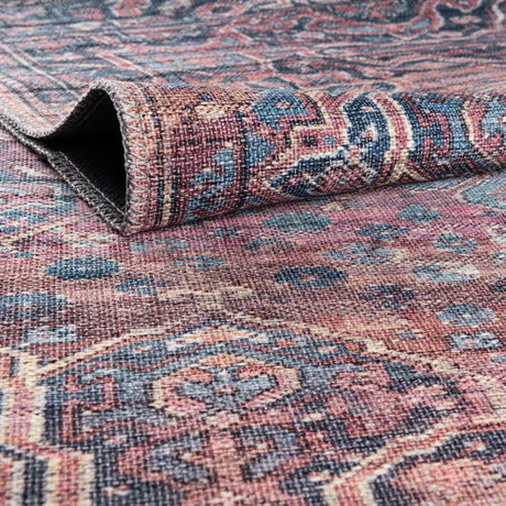 Washable Antique Rust Red 5' 3 x 8' Maahru Oval Area Rug Easy to Clean Stain Resistant & Durable Polyester Chenille Carpet for Living, Dining, Bedrooms, Kitchen for Sale at Rug Engine