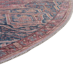 Washable Antique Rust Red 5' 3 x 8' Maahru Oval Area Rug Easy to Clean Stain Resistant & Durable Polyester Chenille Carpet for Living, Dining, Bedrooms, Kitchen for Sale at Rug Engine
