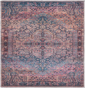 Washable Antique Rust Red 3' 3 x 3' 3 Maahru Square Area Rug Easy to Clean Stain Resistant & Durable Polyester Chenille Carpet for Living, Dining, Bedrooms, Kitchen for Sale at Rug Engine