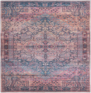 Washable Antique Rust Red 5' 3 x 5' 3 Maahru Square Area Rug Easy to Clean Stain Resistant & Durable Polyester Chenille Carpet for Living, Dining, Bedrooms, Kitchen for Sale at Rug Engine