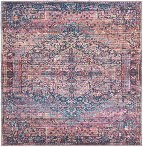 Antique Rust Red 5' 3 x 5' 3 Maahru Washable Square Rug