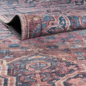 Washable Antique Rust Red 7' 3 x 7' 3 Maahru Square Area Rug Easy to Clean Stain Resistant & Durable Polyester Chenille Carpet for Living, Dining, Bedrooms, Kitchen for Sale at Rug Engine