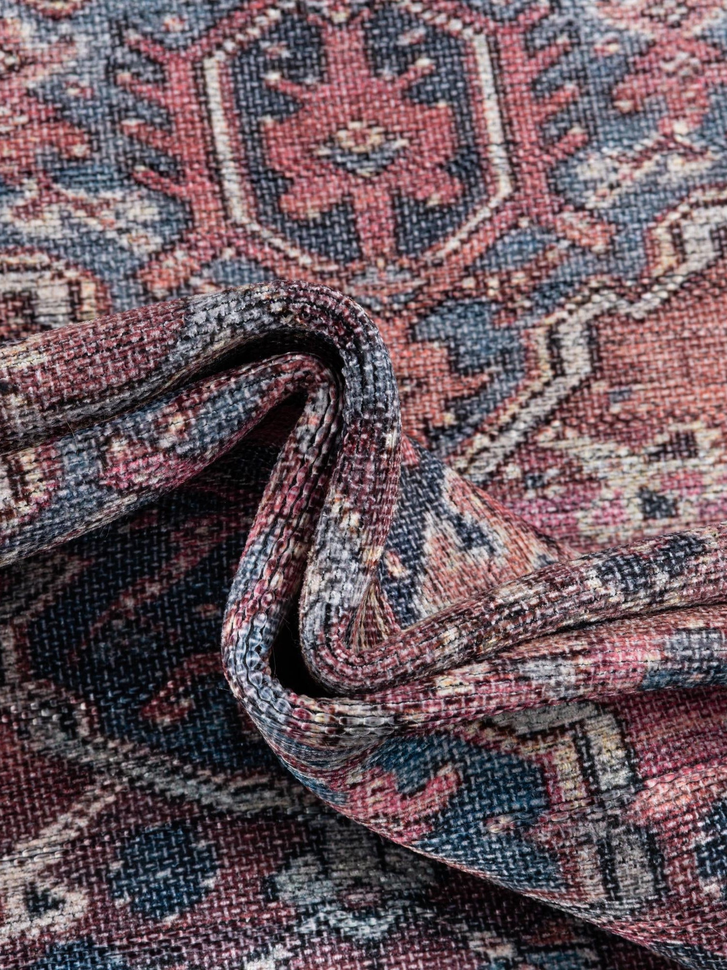 Washable Antique Rust Red 7' 3 x 7' 3 Maahru Square Area Rug Easy to Clean Stain Resistant & Durable Polyester Chenille Carpet for Living, Dining, Bedrooms, Kitchen for Sale at Rug Engine